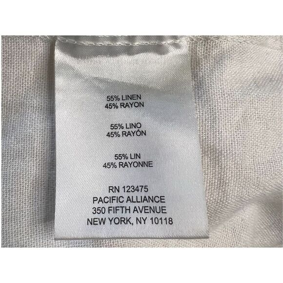 Ellen Tracy Linen Blend 3/4 Roll Tab Sleeve Gold Accent Tunic Top Sz L - Picture 5 of 5